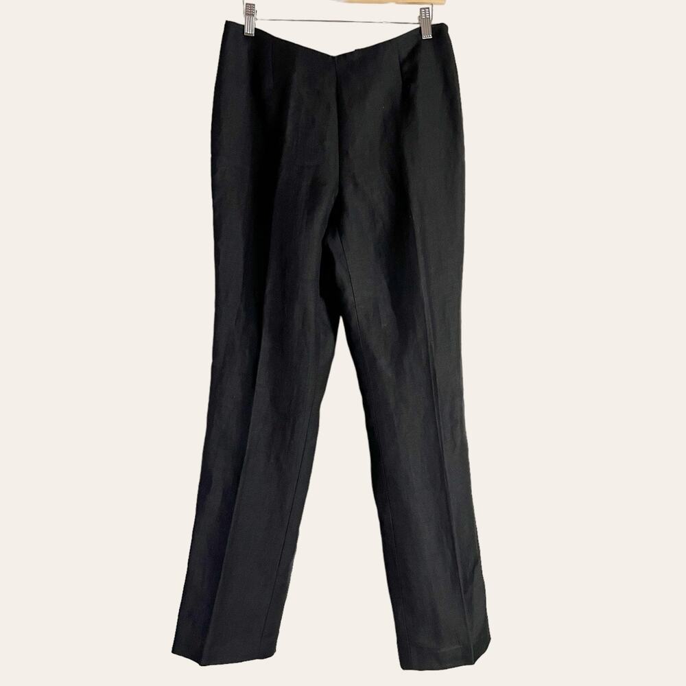 Dana Buchman Aphrodite Black Linen Straight Leg Trouser Pants Size 10